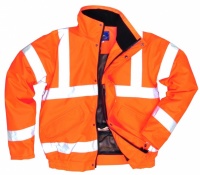 High Visibility Orange Waterproof Breathable Bomber Jacket Rail Standard